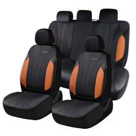 Coverado Car Seat Covers Full Set, Automotive Front and Rear Seat Covers, Leather Car Seat Covers Full Set 5 Seats, Airbag-Compatible, Brown Seat Covers for SUV Sedan Truck