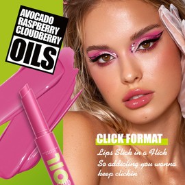 Easilydays Juicy Plumping Lip Gloss Lip Oil Slick Click, Press Lipstick Shining Hydrating Jelly Solid Lip Glaze, Mirror Glass Lip Moisturizing Lipstick Lip Tint, Vivid Color Glossy Lip Makeup, 02