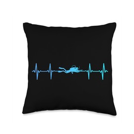 Divers Scuba Diving Mask Snorkel Fins for Men And Women Tee Throw Pillow