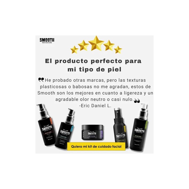 Kit Facial Antiedad Hombre Smooth Piel Mixta Grasa 5pz