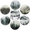 Whaline 6Pcs Forest Coasters with Holder Misty Forest Ceramic Drink