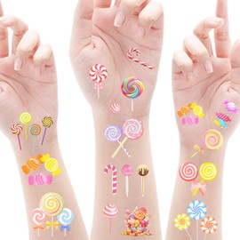 PIBIPAID 472 Pcs Cute Candyland Candy Land Tattoos Temporary Stickers,Sweet Candyland Birthday Baby Shower Party Favors Supplies Decorations Favors Goodie Bag Stuffers Prize(24 Sheets)