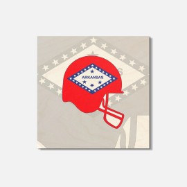 Unbranded Arkansas USA State Flag American Football Helmet 4'' X 4'' Square Wooden Coaster