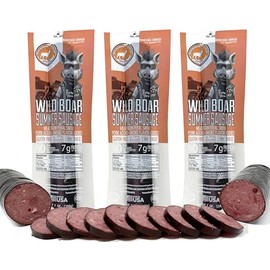 PEARSON RANCH Wild Boar Summer Sausage, Exotic Meat, Gluten-Free, MSG-Free, No Added Nitrites, Wild Game Sausage - Pack of 3, 7 Ounces Each