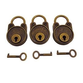 3pcs Antique Style Mini Bear Shape Padlocks Key Lock with Key for Diary, Notebook, Jewelry Box, Purse, Handbag, Backpacks, Suitcase