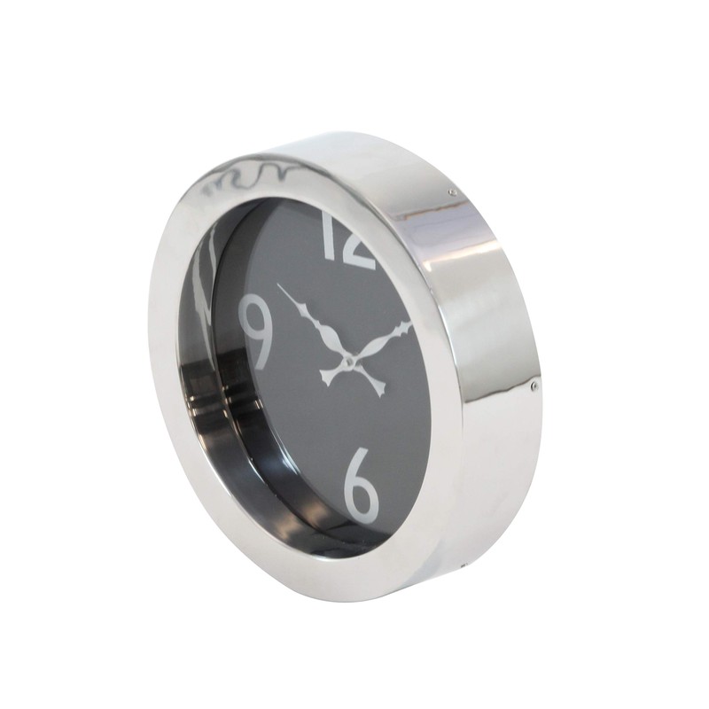 Deco 79 43513 Stainless Steel Round Wall Clock, 12", Silver/White