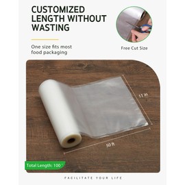 Syntus Vacuum Sealer Bags for Food, 2 Rolls 11" x 50' Commercial Grade Bag Rolls, Food Vac Bags for Storage, Meal Prep or Sous Vide