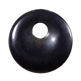 Morella Women's Necklace 31.5 inch - 80 cm gem-Stone Donut Pendant Black Obsidian in a Velvet Bag