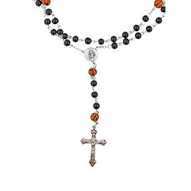 VILLAGE GIFT IMPORTERS White and Black Sport Rosary | Worship Faith and Your Favorite Sport | Boys and Girls Sport Beads (Black Basketball)