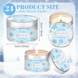 MTLEE 24 Pcs Blue Snowflakes Baby Shower Party Favors Candles Lavender Scented Baby Shower Favors for Guests Rustic Tea Lights Candles Gender Reveal Candle for Baby Shower Return Gifts Girl Boy