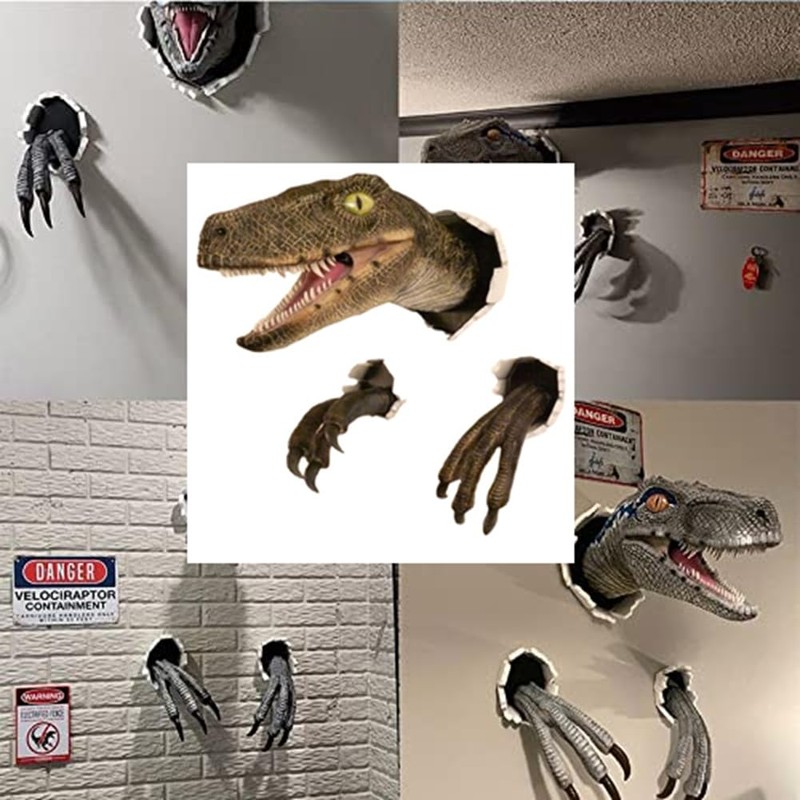 Dedjgoo 1 PCS Velociraptor Statue Wall Resin Mount Dinosaur Sculpture