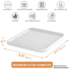 HvOvMvE Silicone Organizer Tray for Kitchen Sink and Bathroom, Dishwasher Tray, Versatile Bathroom and Drawer Organizer Trays, Non-Slip Countertop Tray（White）