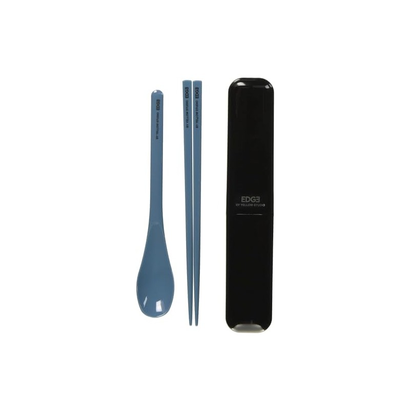 Edge Chopsticks & Case Spoon Combination Set, Blue 73341