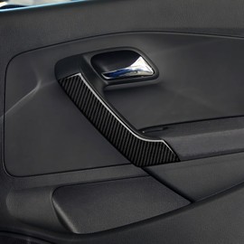 2 pezzi auto braccioli porta adesivi cover in fibra di carbonio trim compatibile con Volkswagen Polo VI 6R/6C (2009-2016) accessori interni