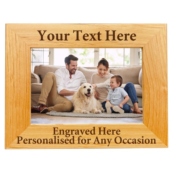 Personalized Picture Frame with Your Custom Text - Wood Engraved
