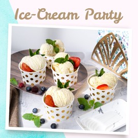 MATICAN Paper Ice Cream Cups - 100-Count 9-Oz Disposable Dessert Bowls for Hot or Cold Food