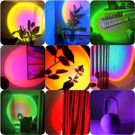 QUIGO QUIGO Sunset Lamp Sonnenuntergang Lampe Led Licht Nachtlicht mit Smart App Control fr Selfie Lampe Beleuchtung Schlafzimmer Wohnzimmer Party Lampe Schlafzimmer Aesthetic Room Decor