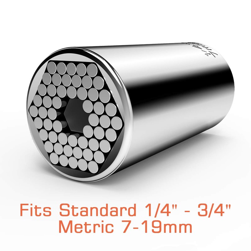 Universal Socket, Self-adjusting Socket Fits Standard 1/4'' - 3/4'' Metric