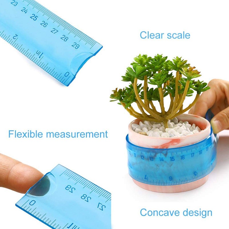 Bendable Ruler, Transparent Plastic Ruler Set, Shatterproof Flexible Ruler, Double-Sided