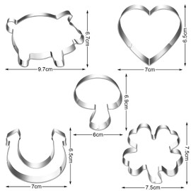 Cookie Cutter, Large Cookie Cutter, Stainless Steel, DIY Fondant Cookie Cutter, Four Leaf Clover, Love Pig