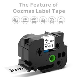 Oozmas TZe261 Tapes Compatible with Brother P-Touch TZe Tape 36 mm TZe-261 Black on White Laminated Compatible with Brother P-touch PT-P900W PT-P950NW PT-9700 PT-9800, Pack of 3