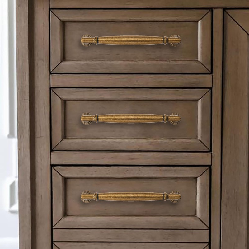 khtumeware 10 Pack 6 Inch(152mm) Antique Brass Cabinet Pulls Heavy