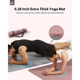 KEEP Non-Slip Large Yoga Mat,Extra Long and Wide Exercise & Fitness Mat( 72"Lx32"Wx7mm Thick) with Free Carrying Strap,Professional TPE Workout Mat for All Types of Yoga, 7mm, Smoky Pink