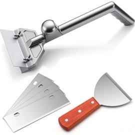 Lasnten Griddle Scraper Heavy Duty Grill Scraper Commercial Griddle Scraper Set with 4 Blades Cast Aluminum Flat Top Grill Scraper with Small Beveled Edge Grill Scraper for Restaurants, Bars, Diners