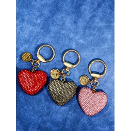 Rhinestone Heart Shape Keychain Bling Cute Crystal Keyring Glitter Bag Charm Handbags Christmas Car Keys for Women,Red