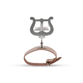 GEWA Marching Note Holder Flute Nickel-Plated Large Lyra 2 Pushers One-Handed Operation with Leather Strap
