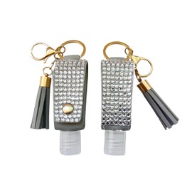 Bling Travel Bottle Case with Keychain, Mini Travel Bottles for Alcohol, Toner, Hand Soap, Small Refillable Containers Portable for Handbag, Purse,Outdoor Camping Traveling (Two Grey)