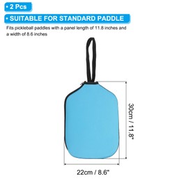 PATIKIL Pickleball Paddle Cover Universal 11.8 x 8.6 Inch, 2 Pack Neoprene Pickleball Racket Sleeve Paddle Storage Bag with Carrying Strap for Pickleball Paddles, Lake Blue
