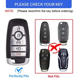 Zyntirik Car Key Fob Cover, Soft Leather Full Protection Key Case Compatible with Ford Smart Key 3 4 5 Buttons (Black)