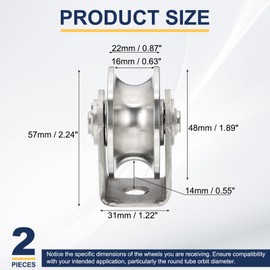 sourcing map U Groove Wheel with Bracket, Stainless Steel Track Wheel Dia.1.9" Load 660 lbs Heavy Duty Rigid Caster for Inverted Rolling Gate Industrial Machines, 2 Pack
