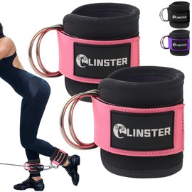 LINSTER Foot Straps Cable Pull (Pack of 2) for Fitness Training on Cable Pull, Kickbacks Foot Strap with D-Rings Foot Cuffs and Neoprene, Gym Accessories for Leg Extenders, Glutes and Leg Training