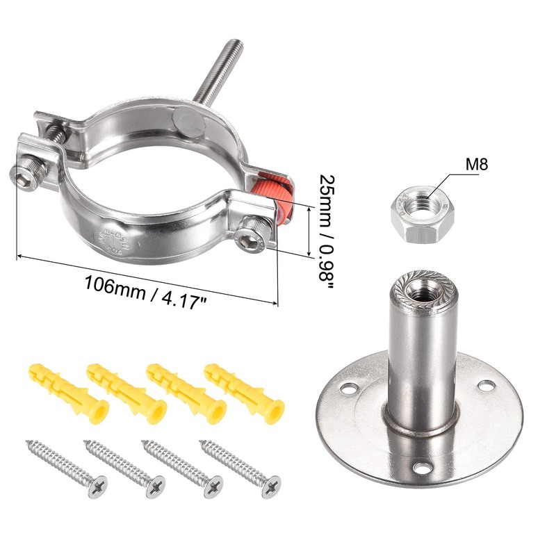 sourcing map Wall Mount Ceiling Mount Pipe Support, 304 Stainless