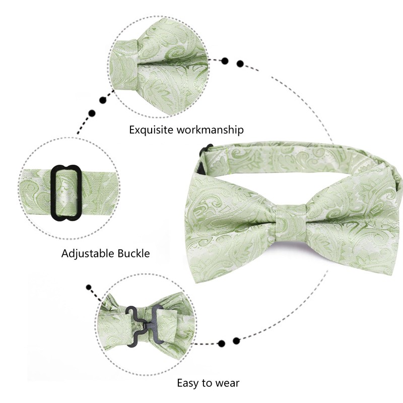 Alizeal Mens Gradient Paisley Bow Tie Pre Tied Pocket Square