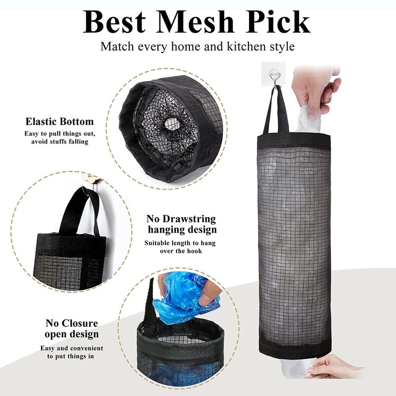 Plastic Bag Holder Dispenser Mesh Storage Garbage Bags Organizer Hanging