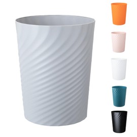 Trash Can, Small Trash Can, Plastic Trash Can, Wastebasket Recycling Bin, Round Garbage Can for Bathroom, Office, Bedroom, Kitchen 1.8 Gallon/8 L (Grey)