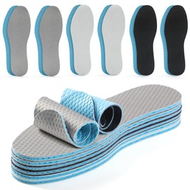 6 Pairs Thin Shoe Inserts,Breathable Insoles ice Cool Sponge Shoe pad Three-Layer Latex Soft Men and Women Sports Replacement Insole 3mm