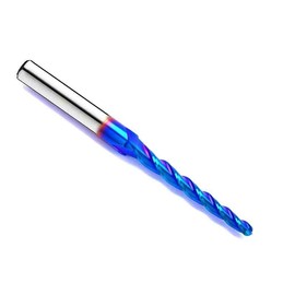 HZBIAO - Brocas de fresado CNC de punta de bola cónica, fresas de extremo de carburo sólido, corte en espiral 2D y 3D, vástago de 1/4 pulgadas con 1/8 de diámetro de longitud total de 3 pulgadas SQ333..