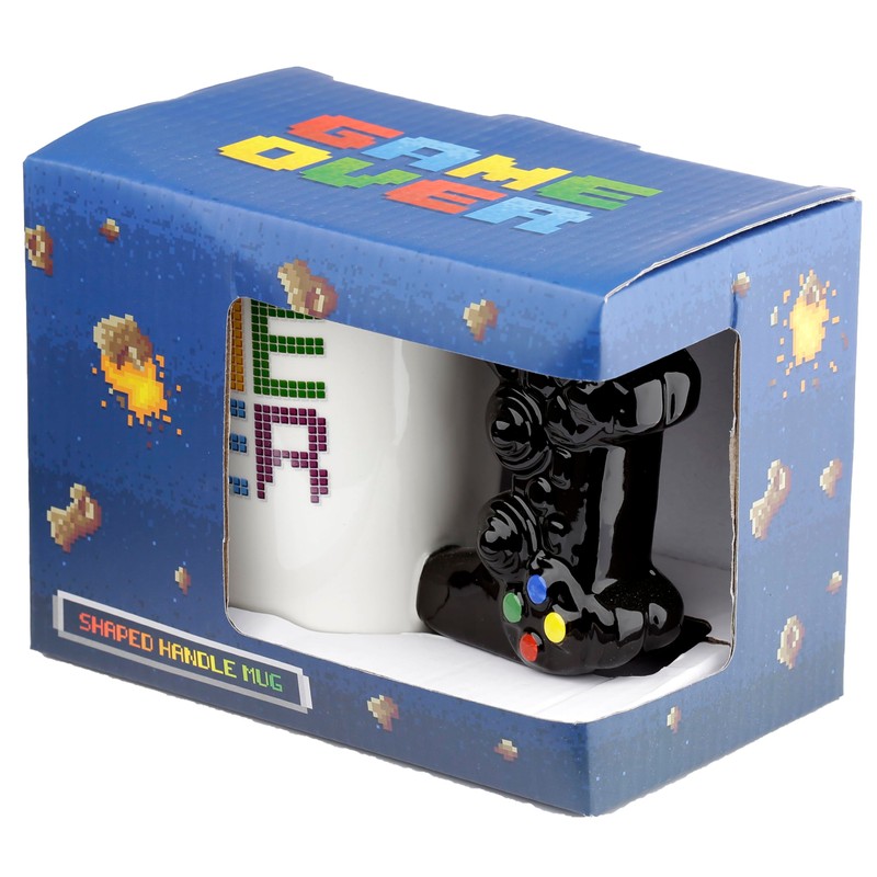 Puckator GAME OVER Gamecontroller geformter Henkel Tasse aus Dolomit-Keramik