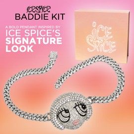 Allstar Innovations Ice Spice Munchkin Chain Necklace- Signature Ice Spice Pendant, Cuban Link Chain, Costume Jewelry, Statement Accessory 12.5mm 20" Chunky Chain (Baddie Kit)