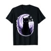 Mystical Black Cat with Crescent Moon and Stars Witchy Vibe