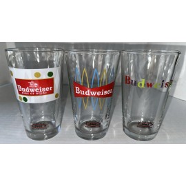 Budweiser NOS 3 Budweiser Retro Pint Collector's Series Glasses 16 oz 1955, 1961, 1963 Set