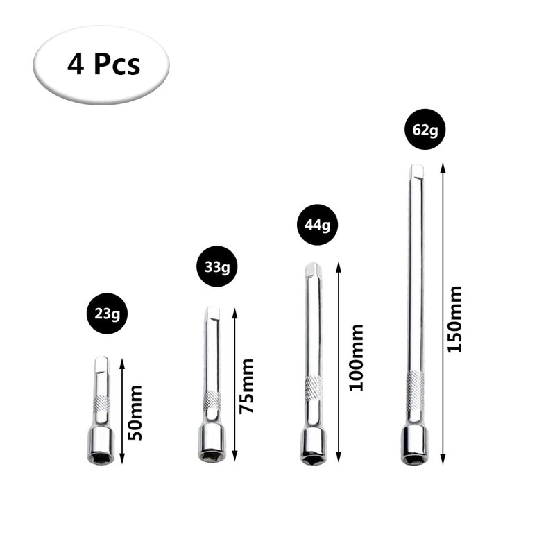 NA 4 Pcs Drive Wobble Extension Bars Socket Ratchet Extension