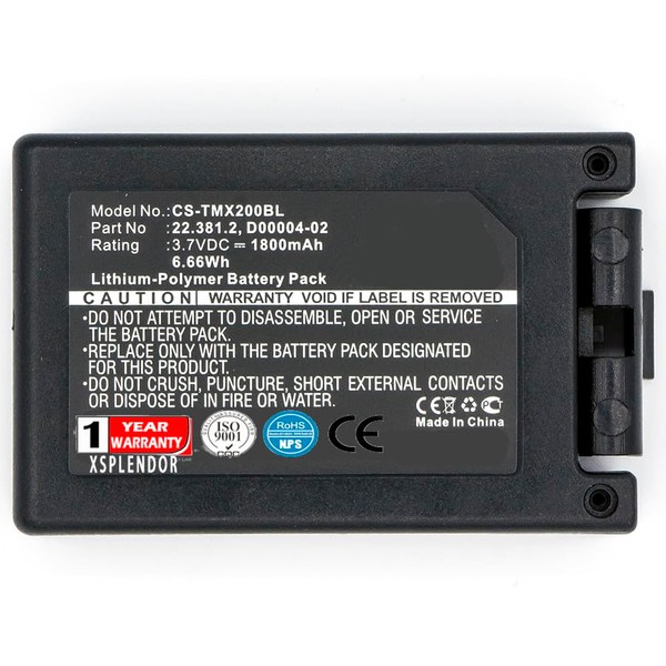 Xsplendor Replacement Battery for TELERADIO TG-TXMNL, Transmitter Tele Radio TG-TXMN 1800mAh Part NO 22.381.2, D00004-02