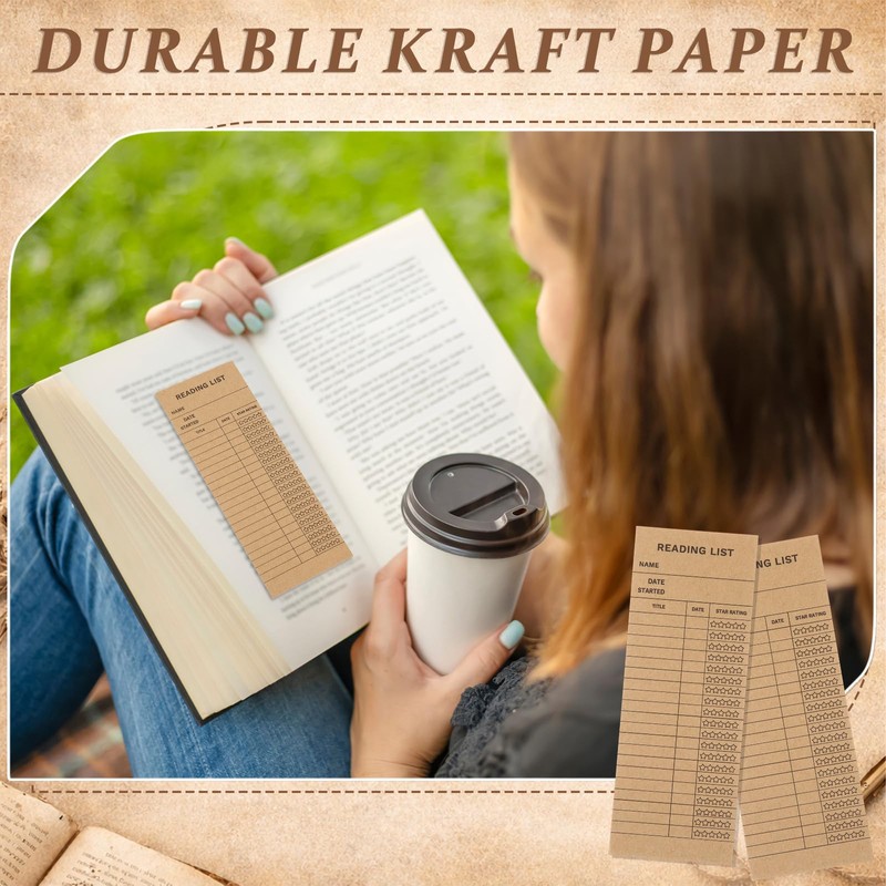 Resurhang 500 Pcs Reading List Bookmarks, 3x8 in Kraft Book