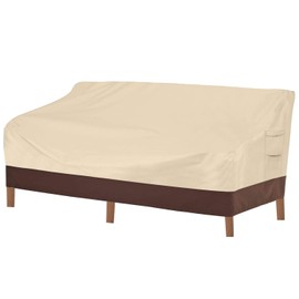 Vailge Heavy Duty Patio Sofa Cover, 100% Waterproof 3-Seater Outdoor Sofa Cover,Lawn Patio Furniture Covers with Air Vent and Handle,60" W x 40" D x 35" H,Beige&Brown