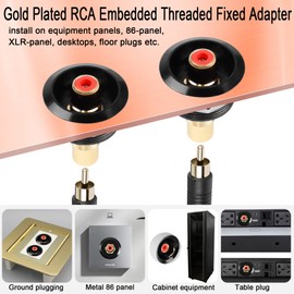QIANRENON Gold Plated RCA Embedded Threaded Fixed Adapter, RCA Female to Female Panel Mount AV Connector, for S/PDIF, TV, Subwoofer, Phono, Speaker, Amplifier, (Red)